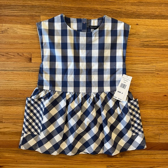 French Connection Other - NWT French Connection Kids Blue and White Gingham Pocket Dress, Size 6